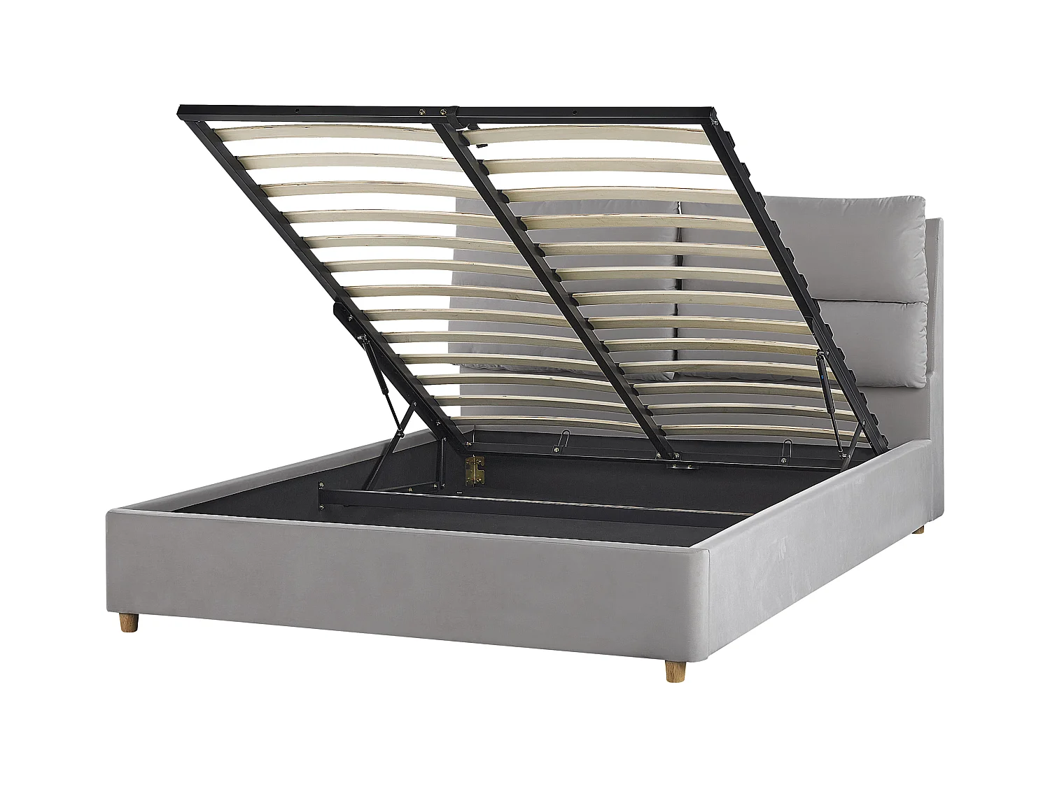 Lit ottoman Velours BATILLY 140 x 200 cm Gris clair