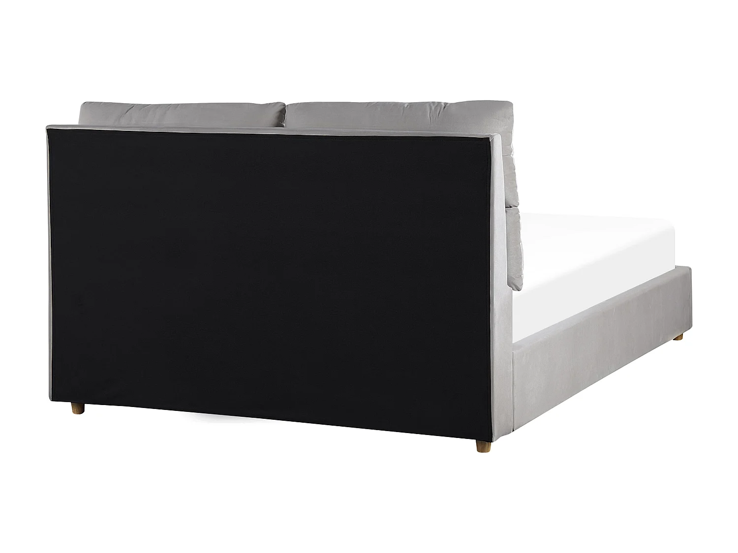 Lit ottoman Velours BATILLY 140 x 200 cm Gris clair