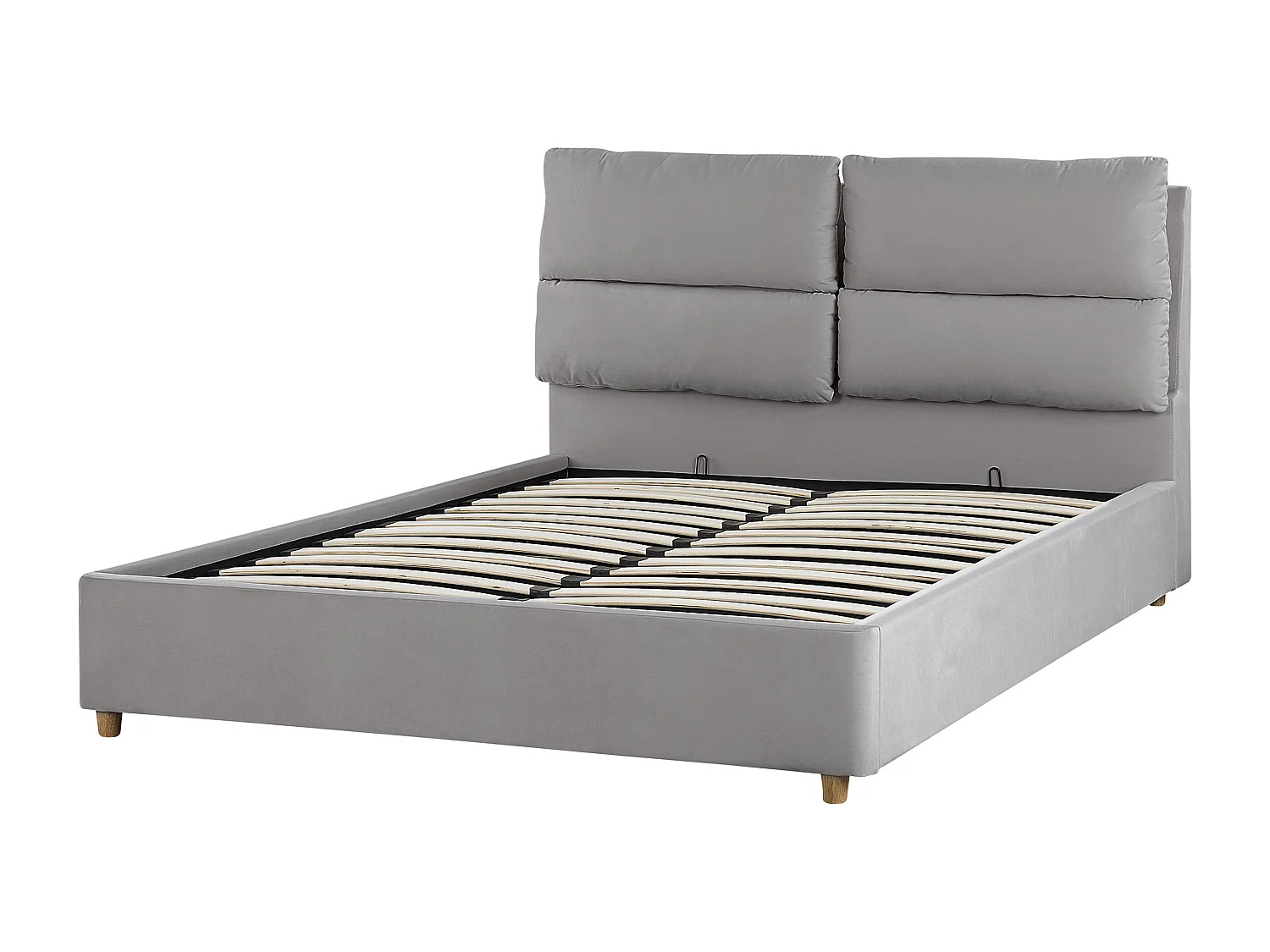 Lit ottoman Velours BATILLY 140 x 200 cm Gris clair