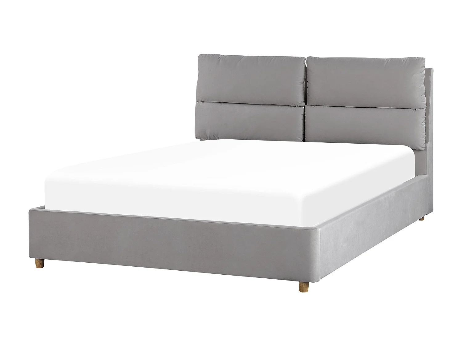Lit ottoman Velours BATILLY 140 x 200 cm Gris clair