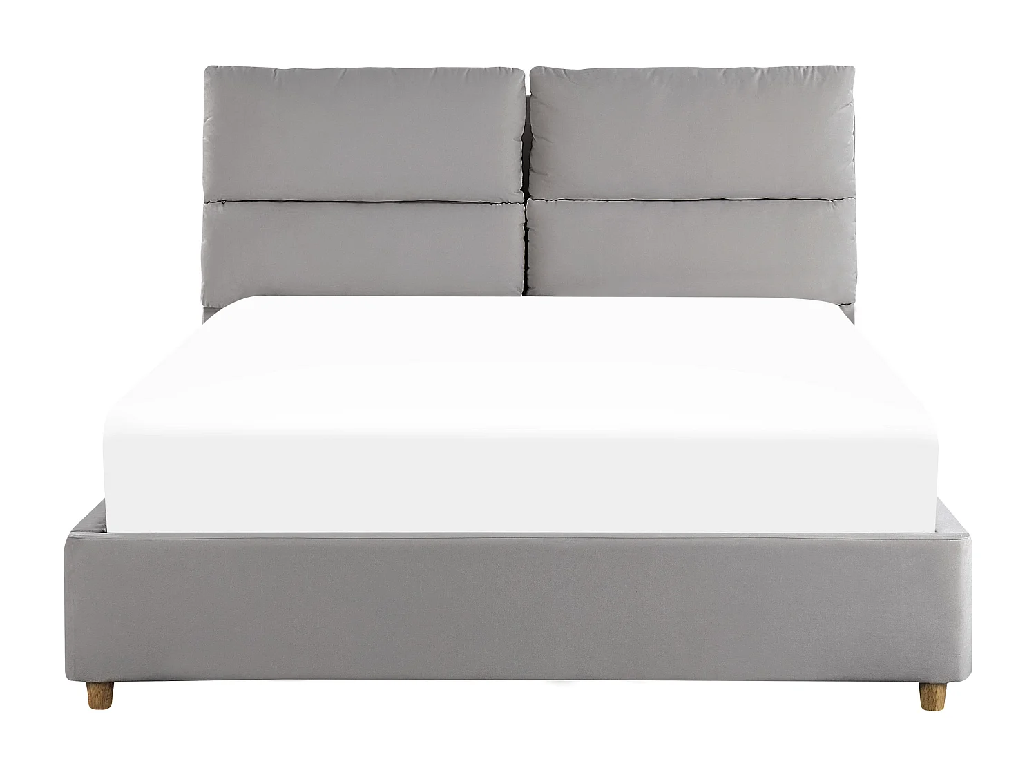 Lit ottoman Velours BATILLY 140 x 200 cm Gris clair
