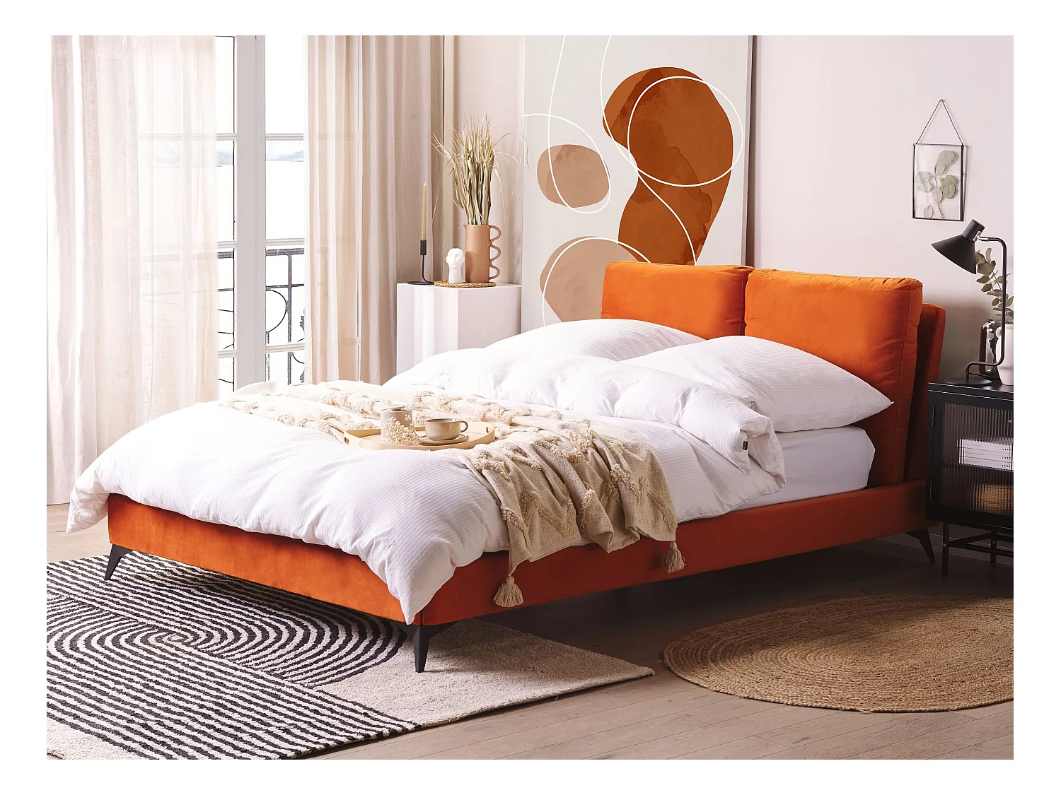 Letto Velluto MELLE 140 x 200 cm Arancione