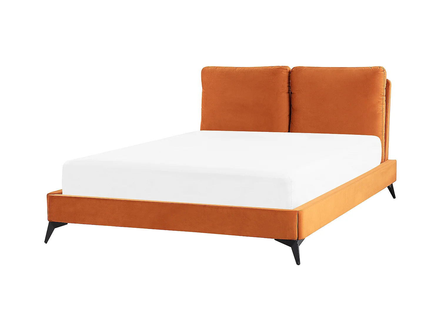 Elegantes Polsterbett in Orange Samtstoff mit Lattenrost 140 x 200 cm Melle