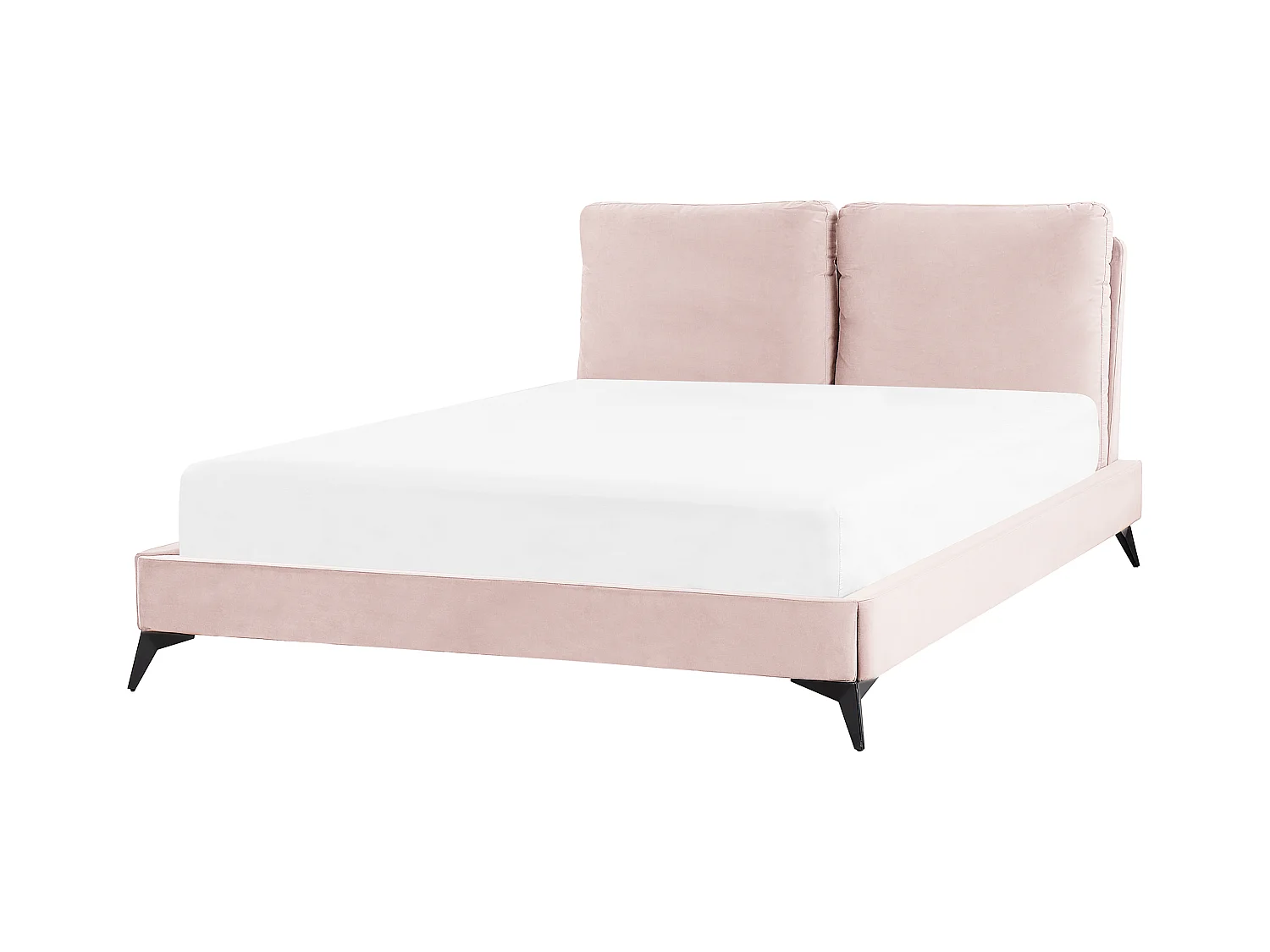 Lit avec sommier Velours MELLE 140 x 200 cm Rose pastel