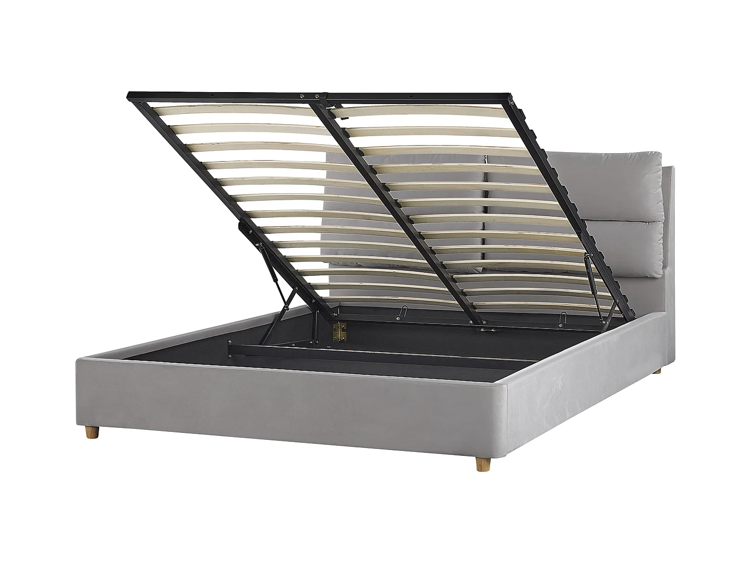 Lit ottoman Velours BATILLY 160 x 200 cm Gris clair