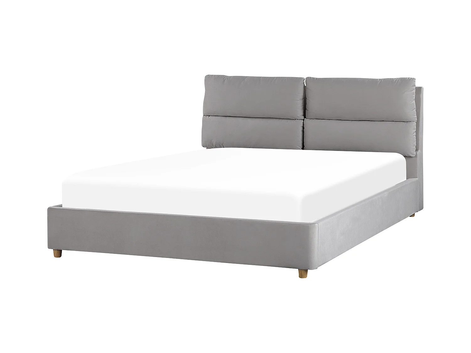 Lit ottoman Velours BATILLY 160 x 200 cm Gris clair