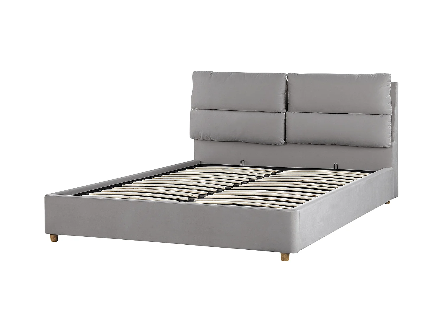 Lit ottoman Velours BATILLY 160 x 200 cm Gris clair