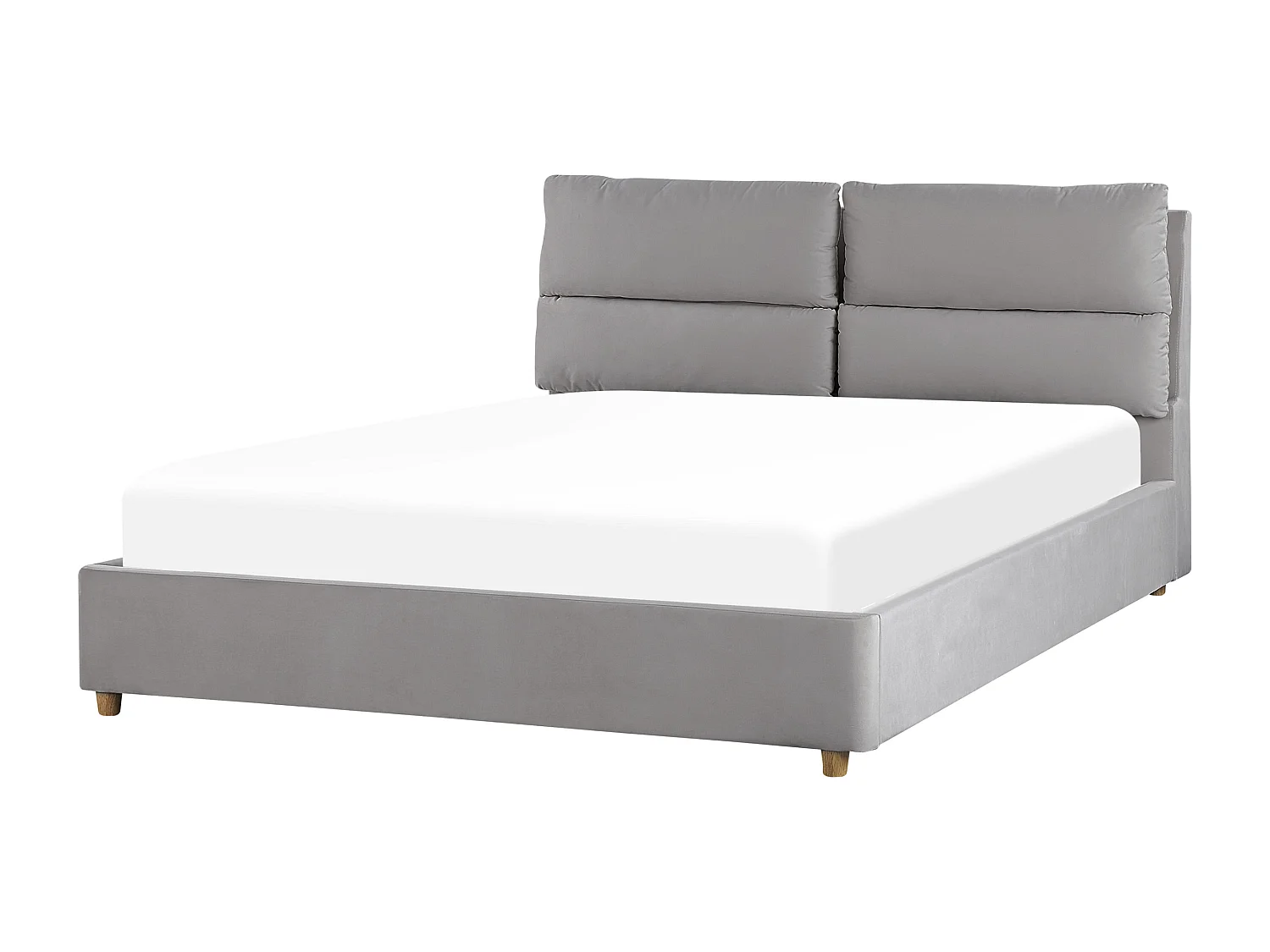 Lit ottoman Velours BATILLY 160 x 200 cm Gris clair
