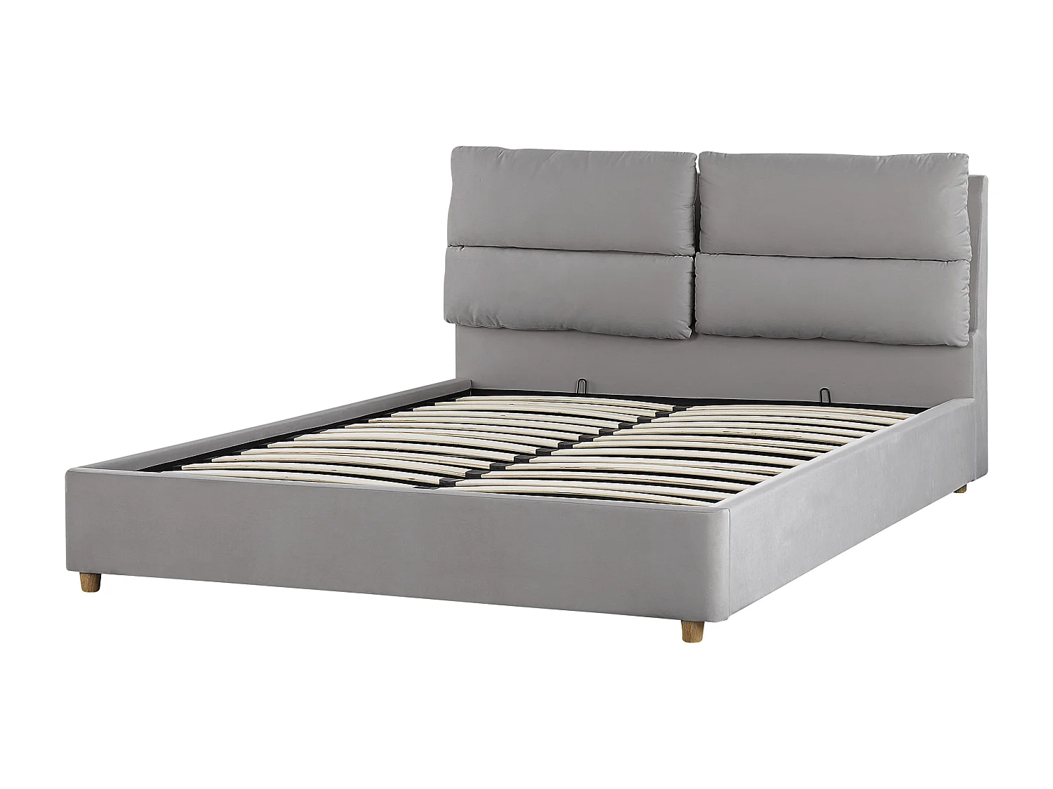 Lit ottoman Velours BATILLY 160 x 200 cm Gris clair