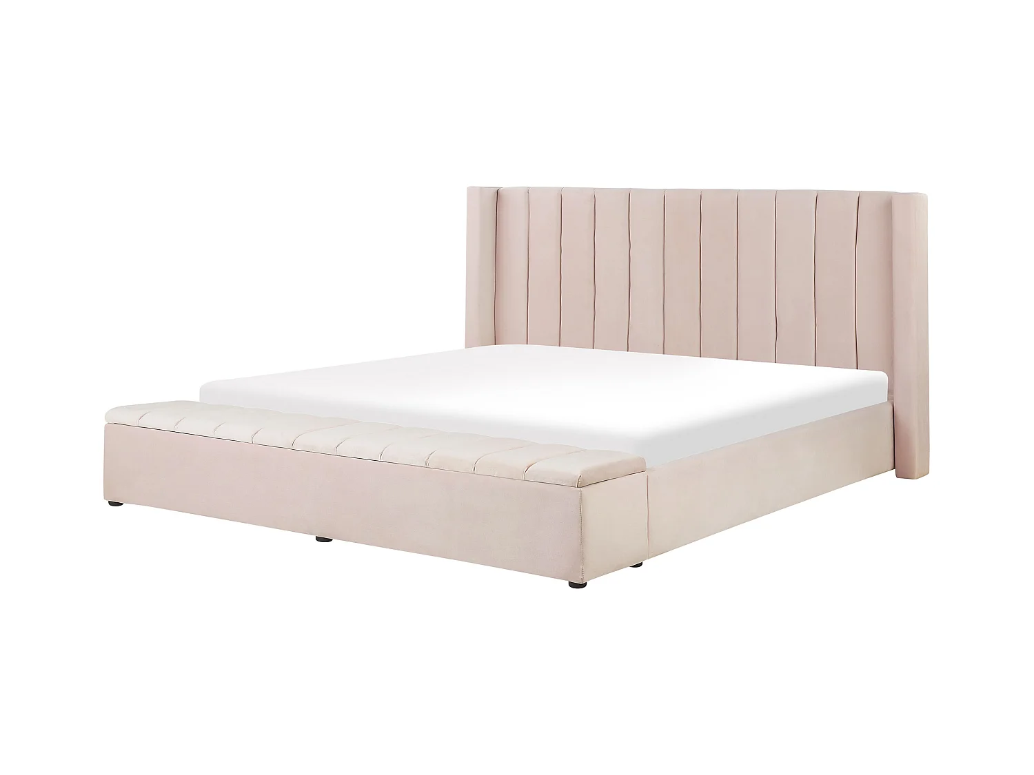 Letto con panca contenitore Velluto NOYERS 180 x 200 cm Rosa pastello