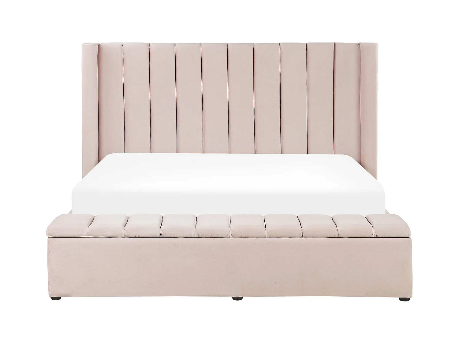 Letto con panca contenitore Velluto NOYERS 180 x 200 cm Rosa pastello