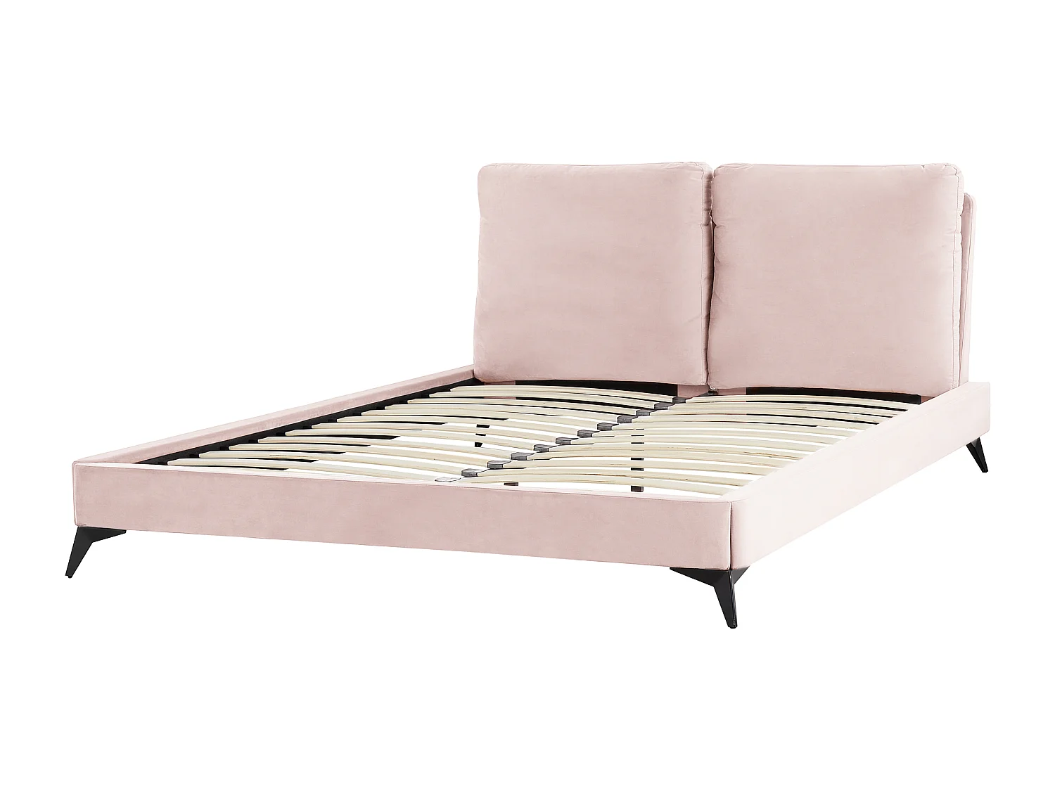 Elegantes Polsterbett in Rosa Samtstoff mit Lattenrost 140 x 200 cm Melle