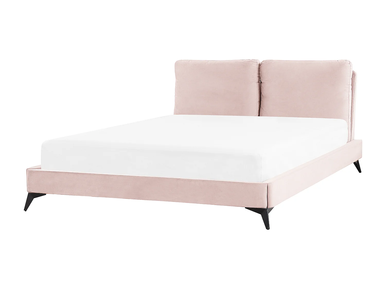 Lit avec sommier Velours MELLE 160 x 200 cm Rose pastel