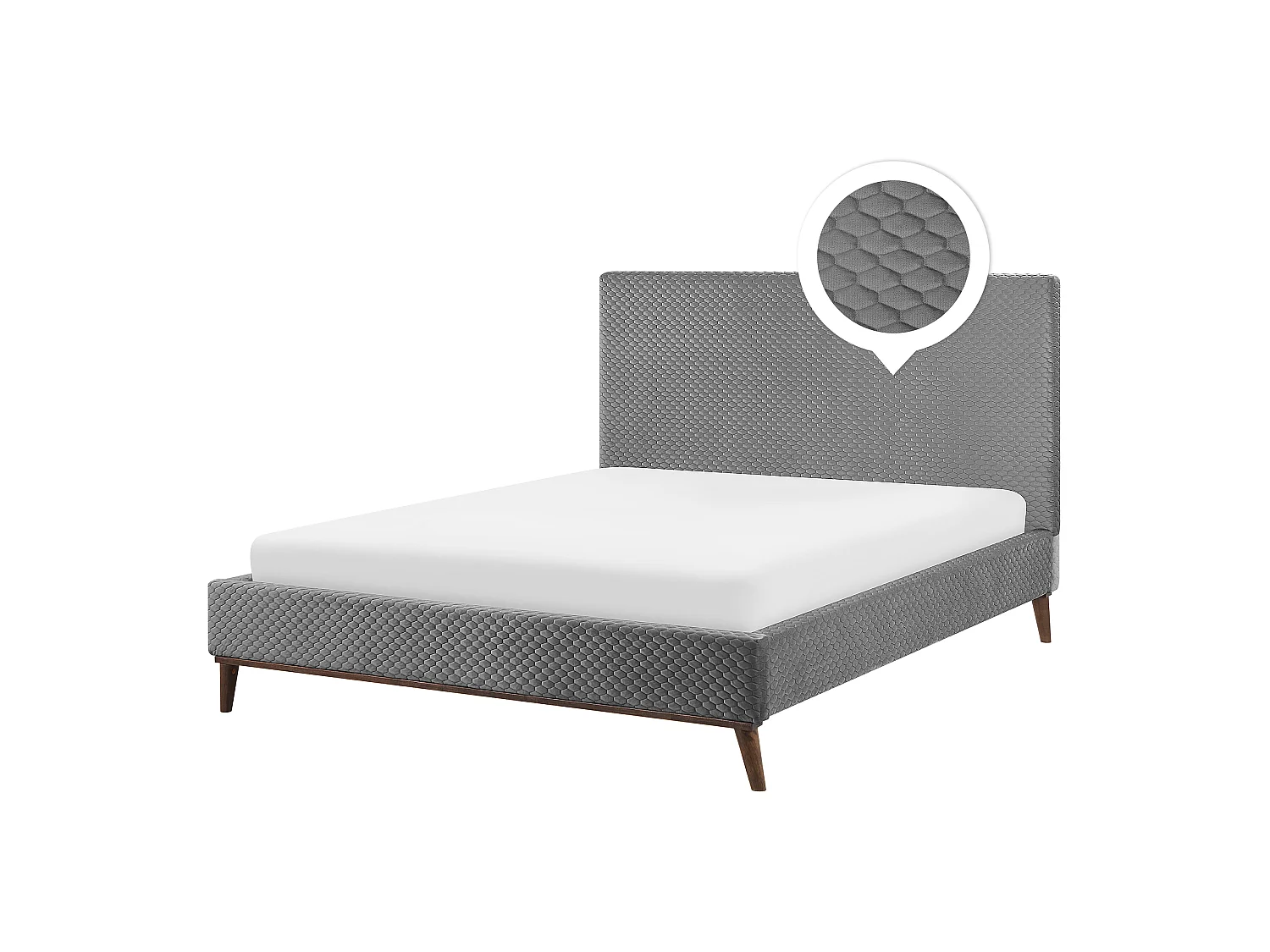 Lit avec sommier Velours BAYONNE 180 x 200 cm Gris clair