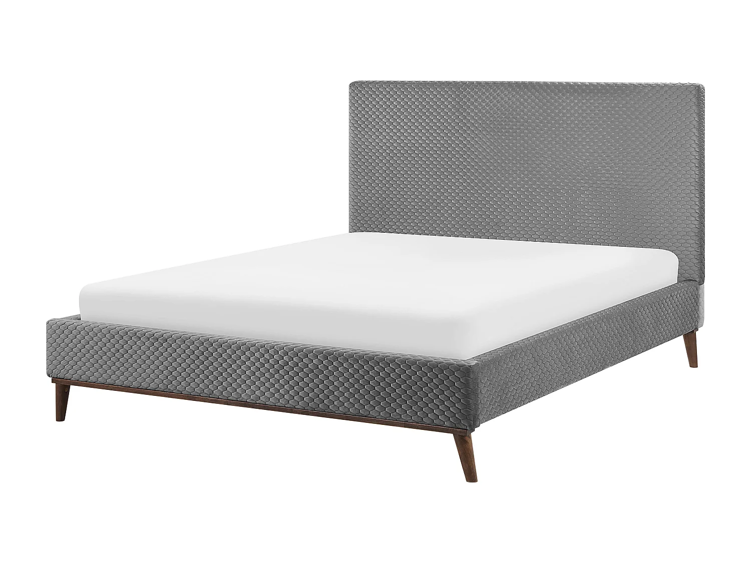 Lit avec sommier Velours BAYONNE 180 x 200 cm Gris clair