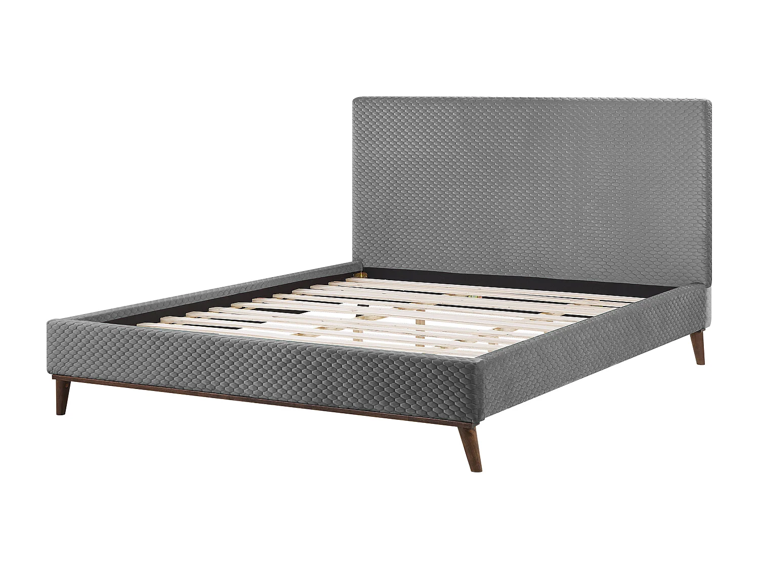 Lit avec sommier Velours BAYONNE 180 x 200 cm Gris clair