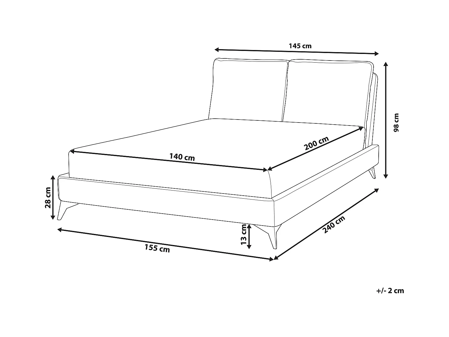 Bed Fluweel MELLE 140 x 200 cm Smaragdgroen