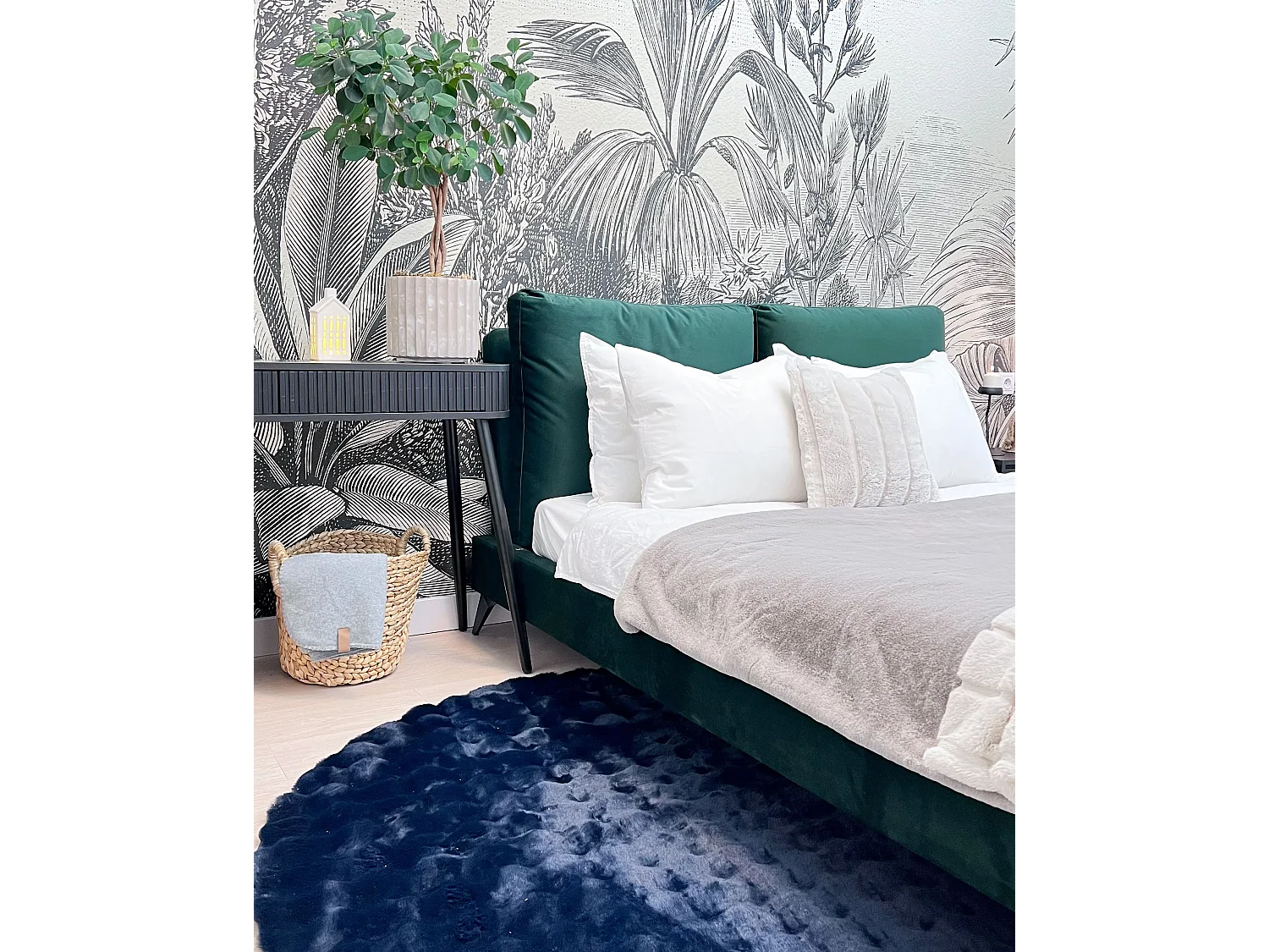 Lit avec sommier Velours MELLE 140 x 200 cm Vert émeraude