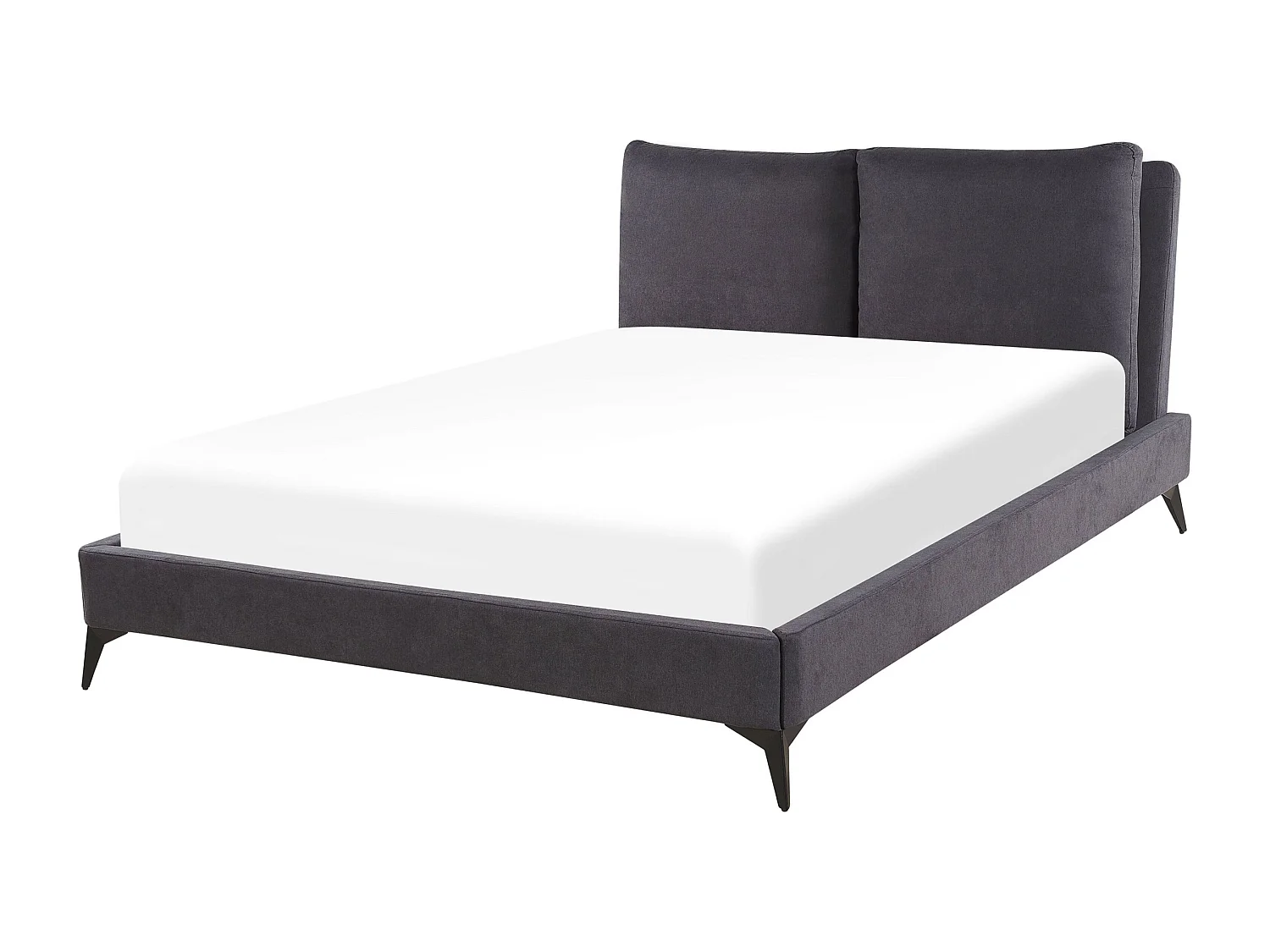Cama Veludo MELLE 140 x 200 cm Cinzento escuro