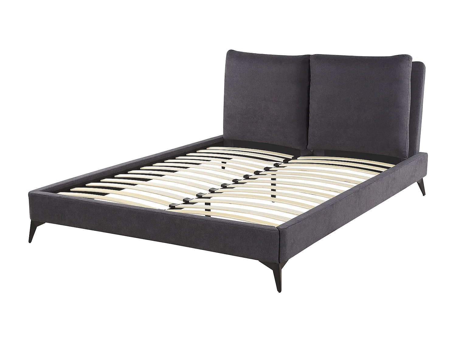 Cama Veludo MELLE 140 x 200 cm Cinzento escuro