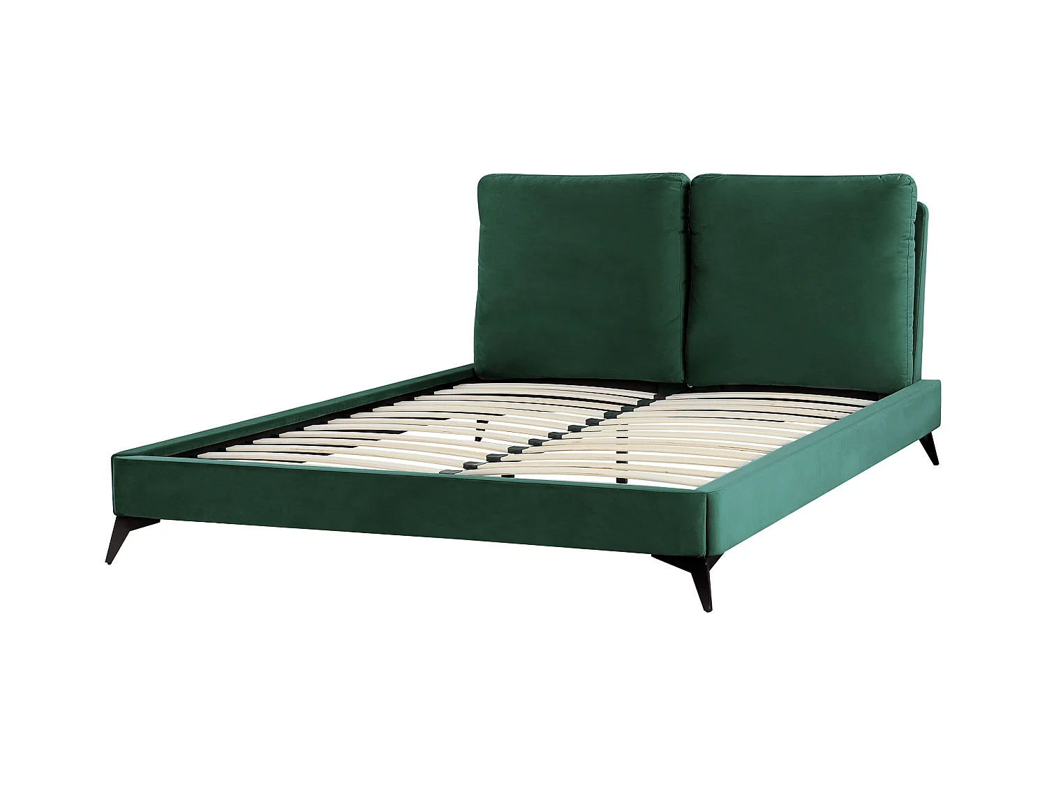Elegantes Polsterbett in Grün Samtstoff mit Lattenrost 160 x 200 cm Melle