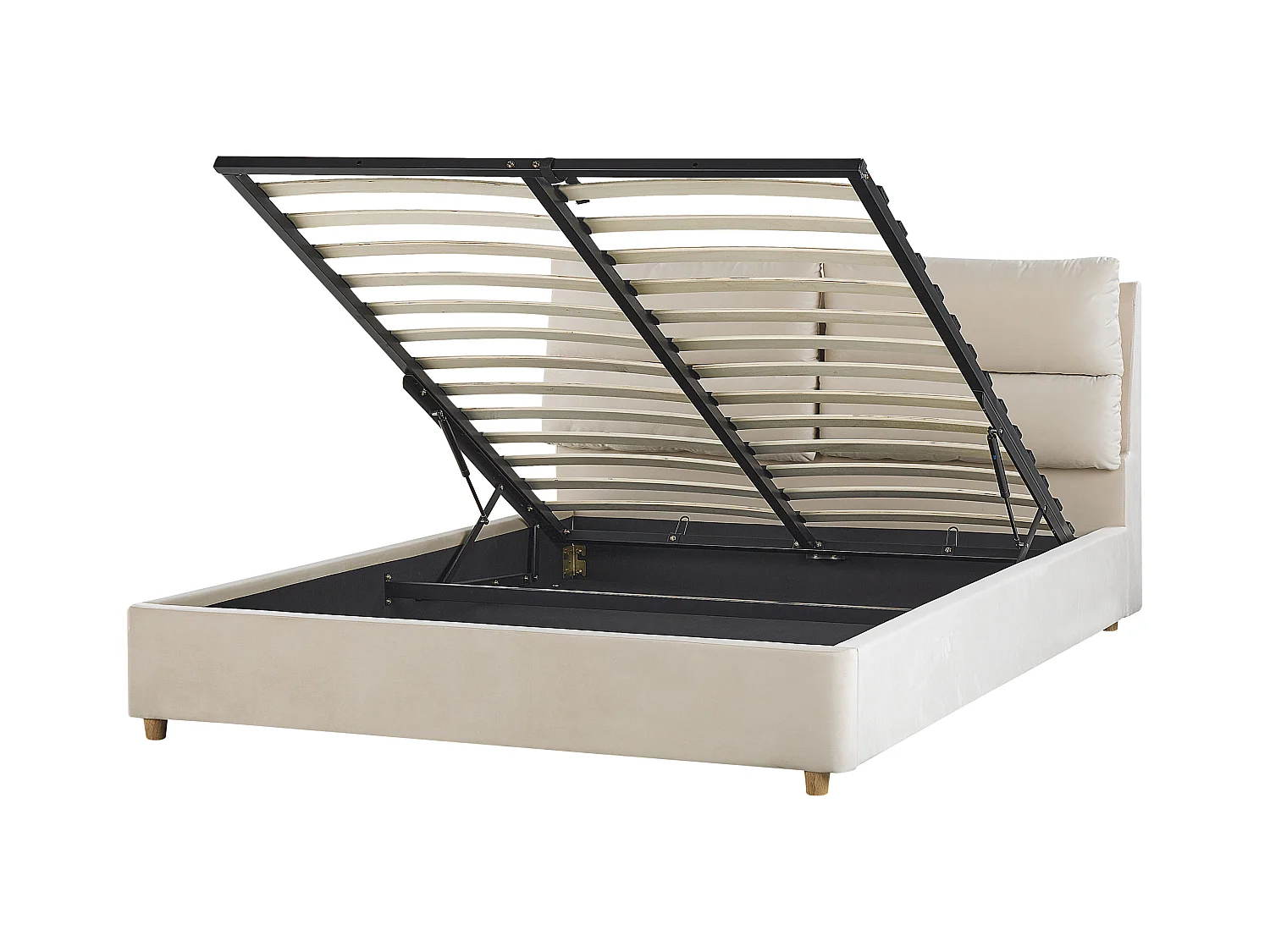 Lit ottoman Velours BATILLY 160 x 200 cm Beige clair