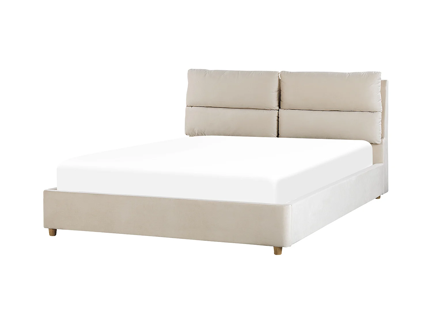 Lit ottoman Velours BATILLY 160 x 200 cm Beige clair