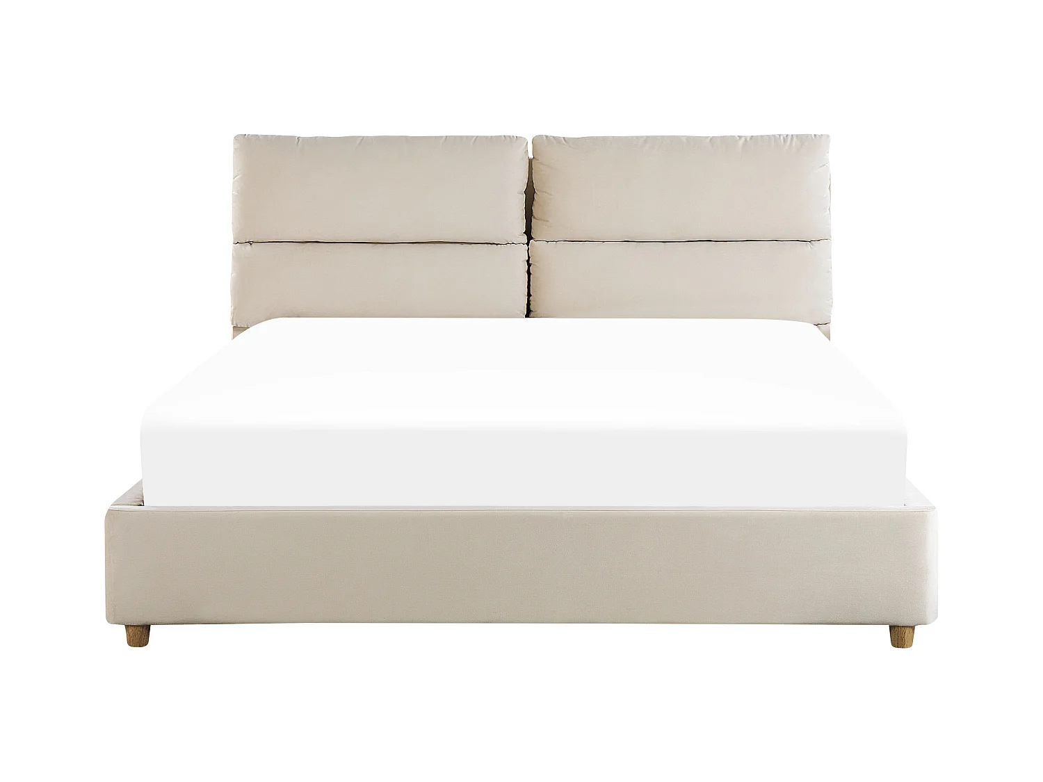 Lit ottoman Velours BATILLY 160 x 200 cm Beige clair