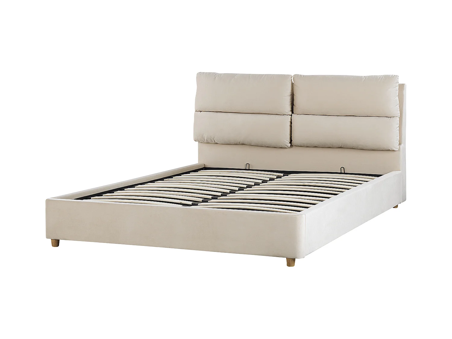Lit ottoman Velours BATILLY 160 x 200 cm Beige clair