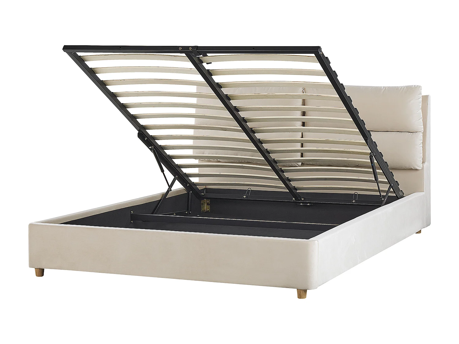 Lit ottoman Velours BATILLY 160 x 200 cm Beige clair