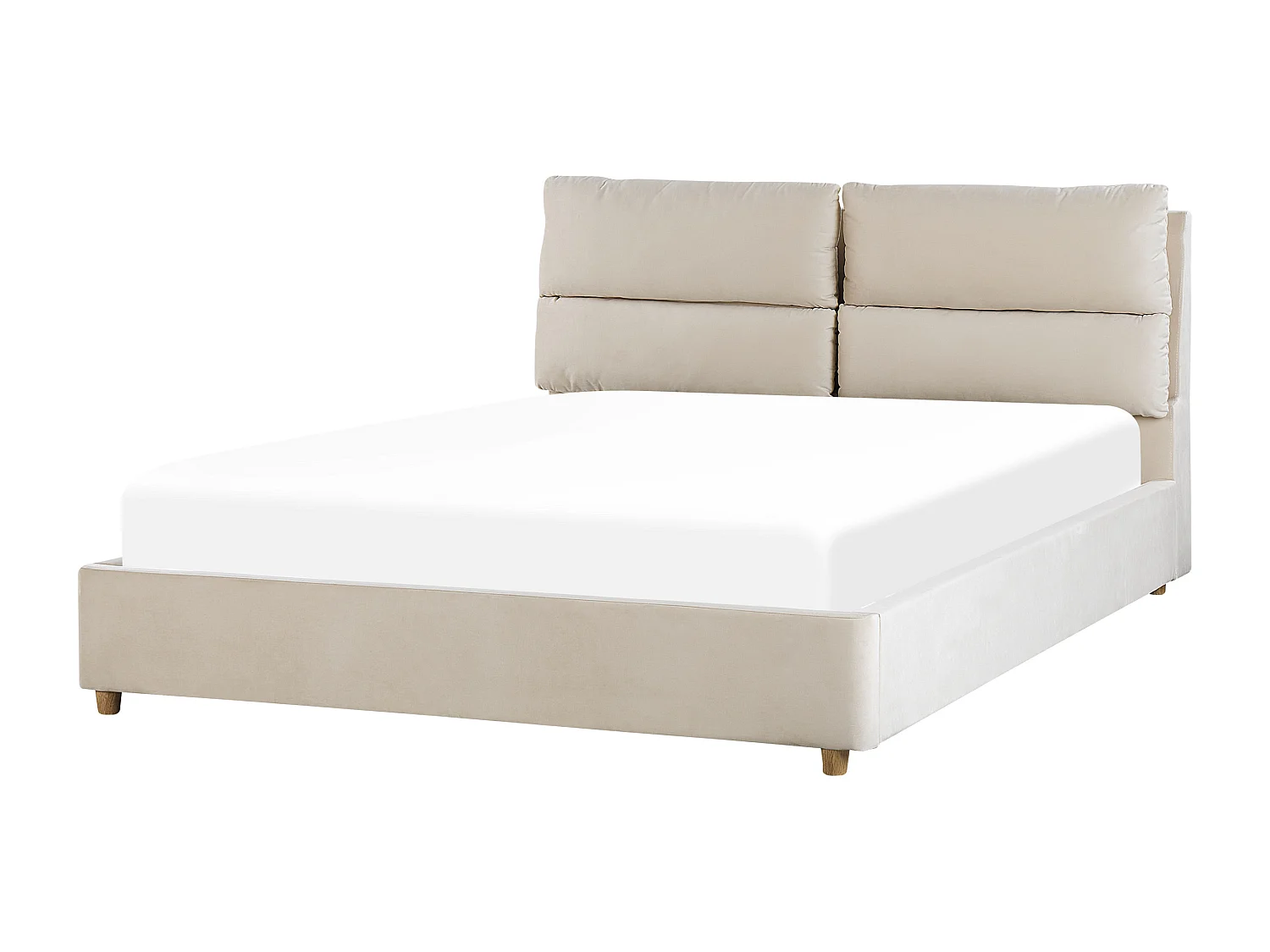 Lit ottoman Velours BATILLY 160 x 200 cm Beige clair