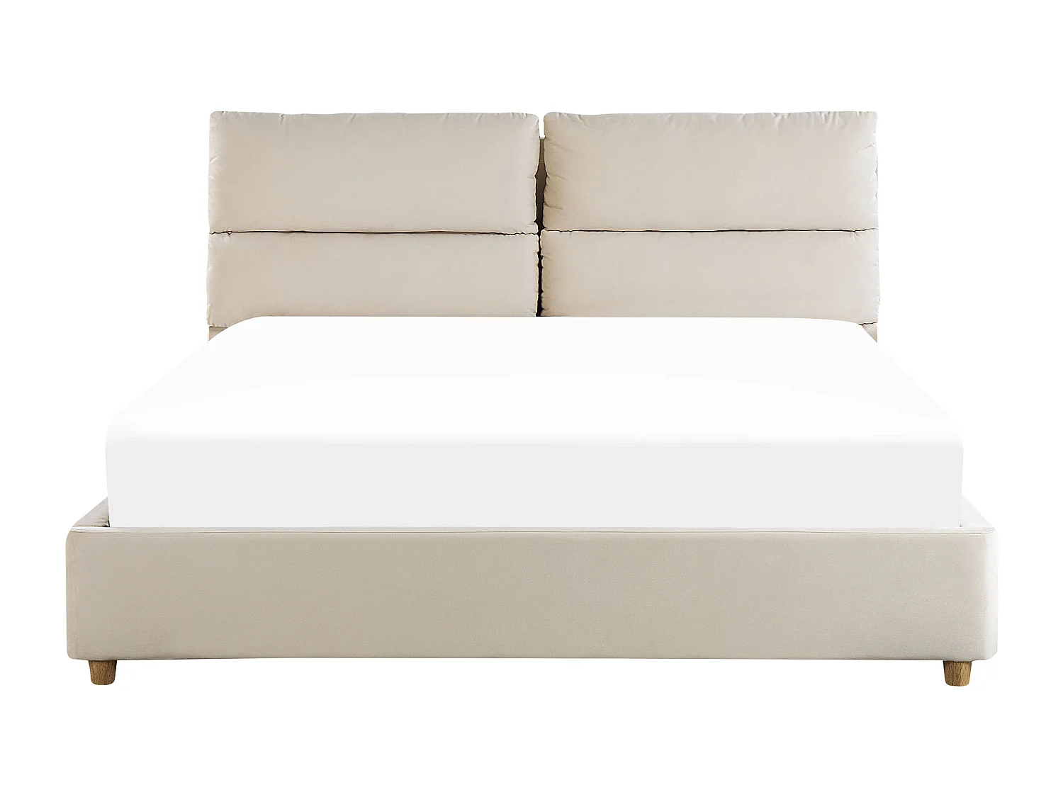 Lit ottoman Velours BATILLY 160 x 200 cm Beige clair