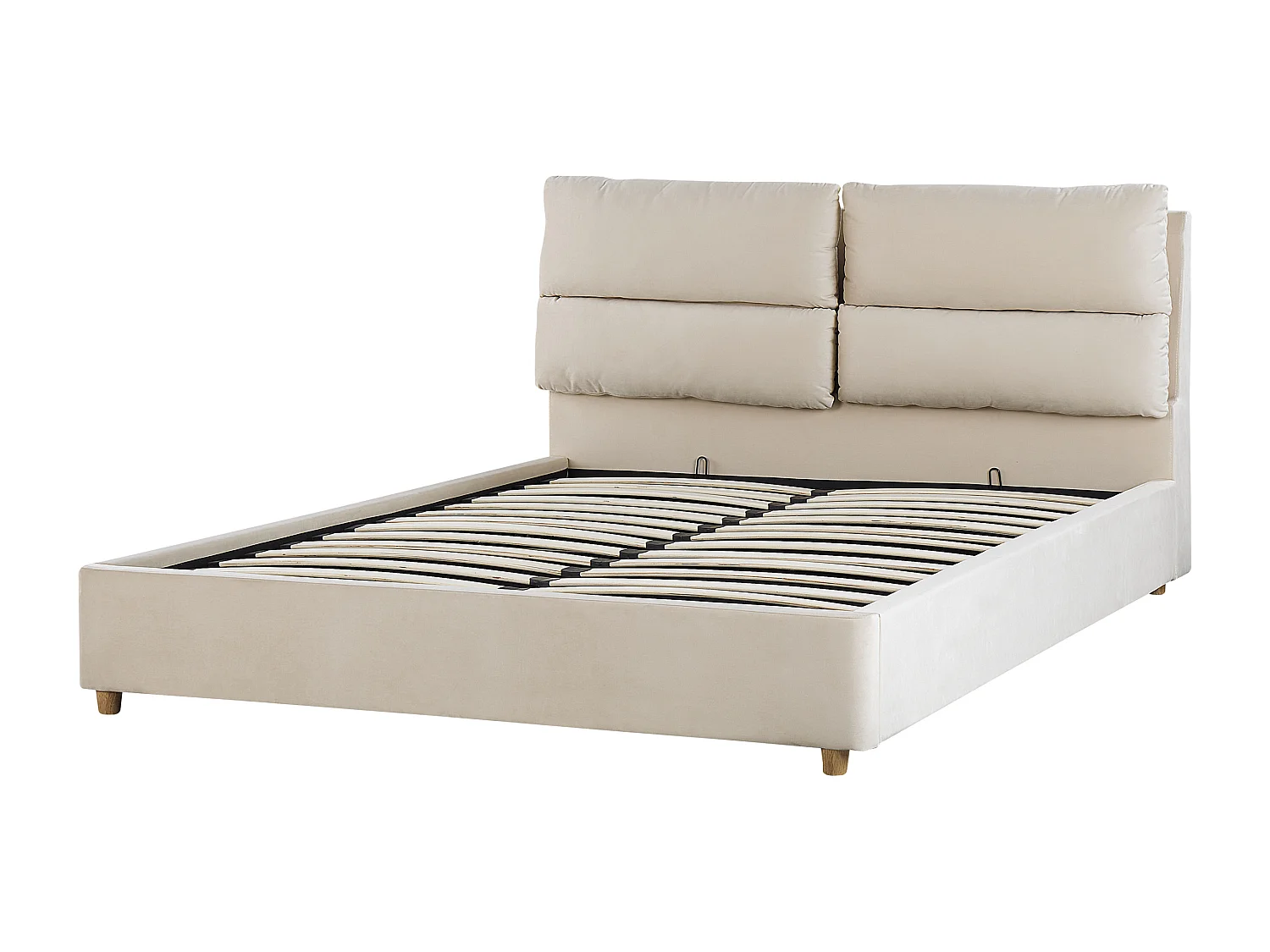 Bed met opbergruimte Fluweel BATILLY 160 x 200 cm Lichtbeige