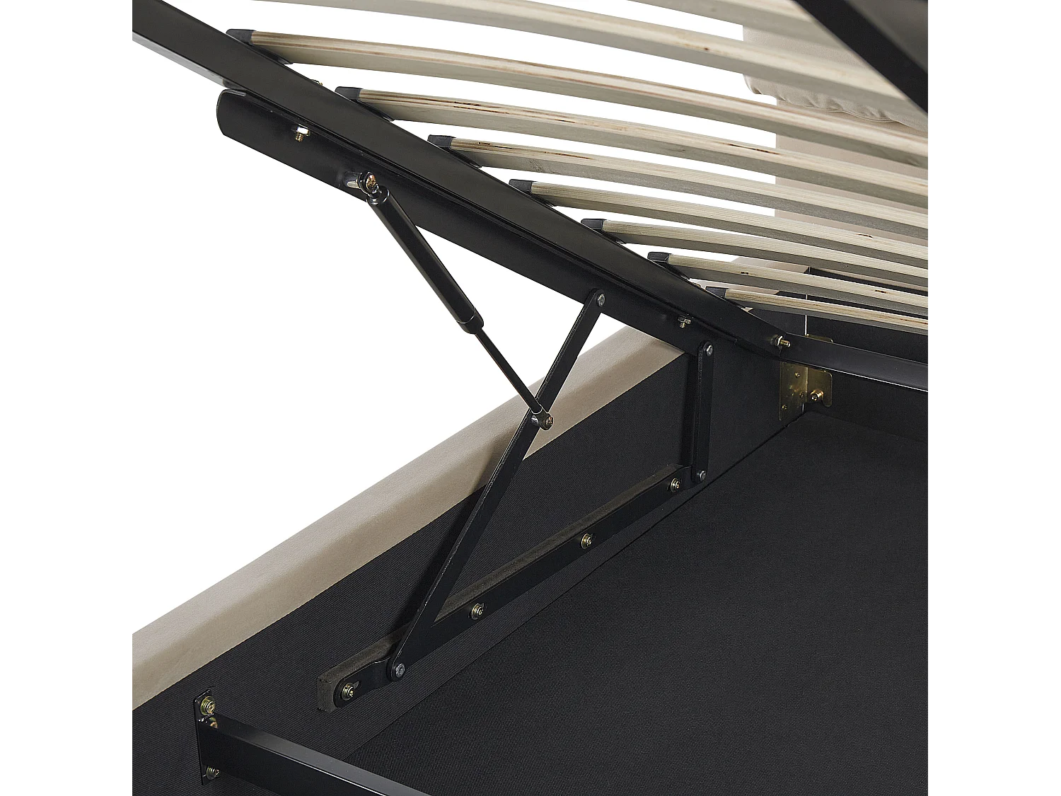 Bed met opbergruimte Fluweel BATILLY 160 x 200 cm Lichtbeige