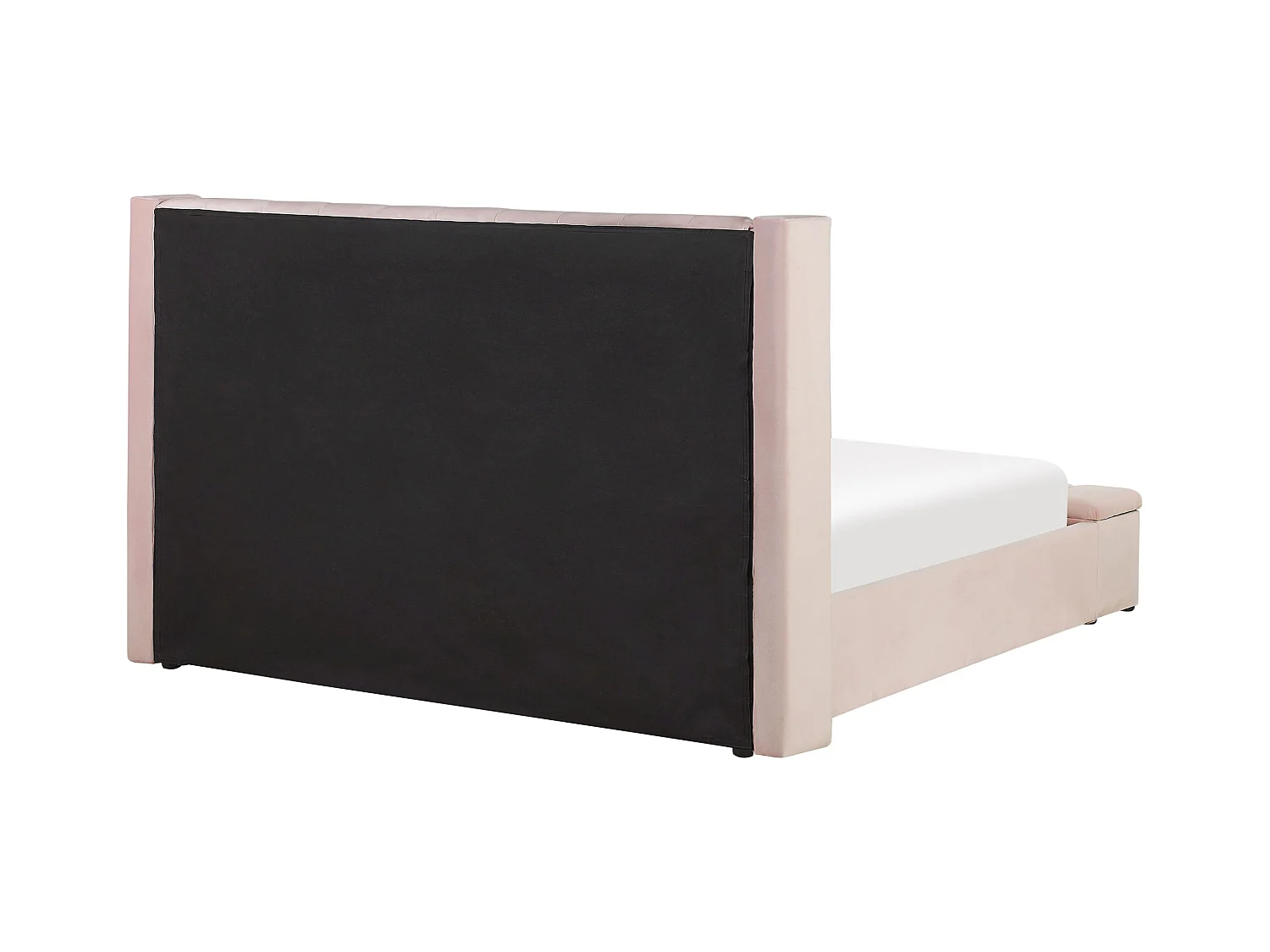 Lit avec banc de rangement Velours NOYERS 160 x 200 cm Rose pastel