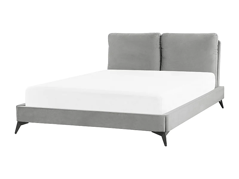 Bed Fluweel MELLE 140 x 200 cm Grijs