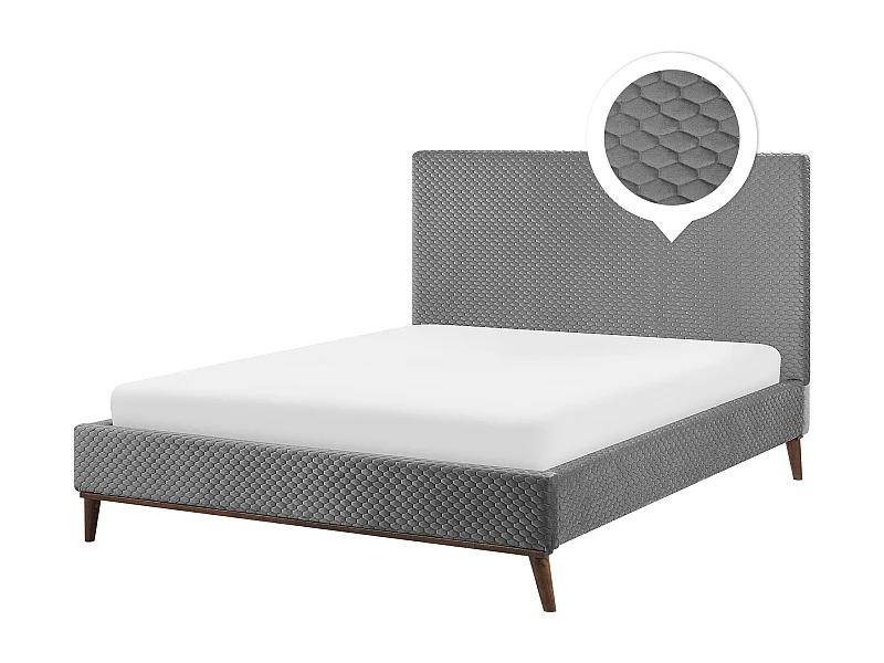 Letto Velluto BAYONNE 160 x 200 cm Grigio chiaro
