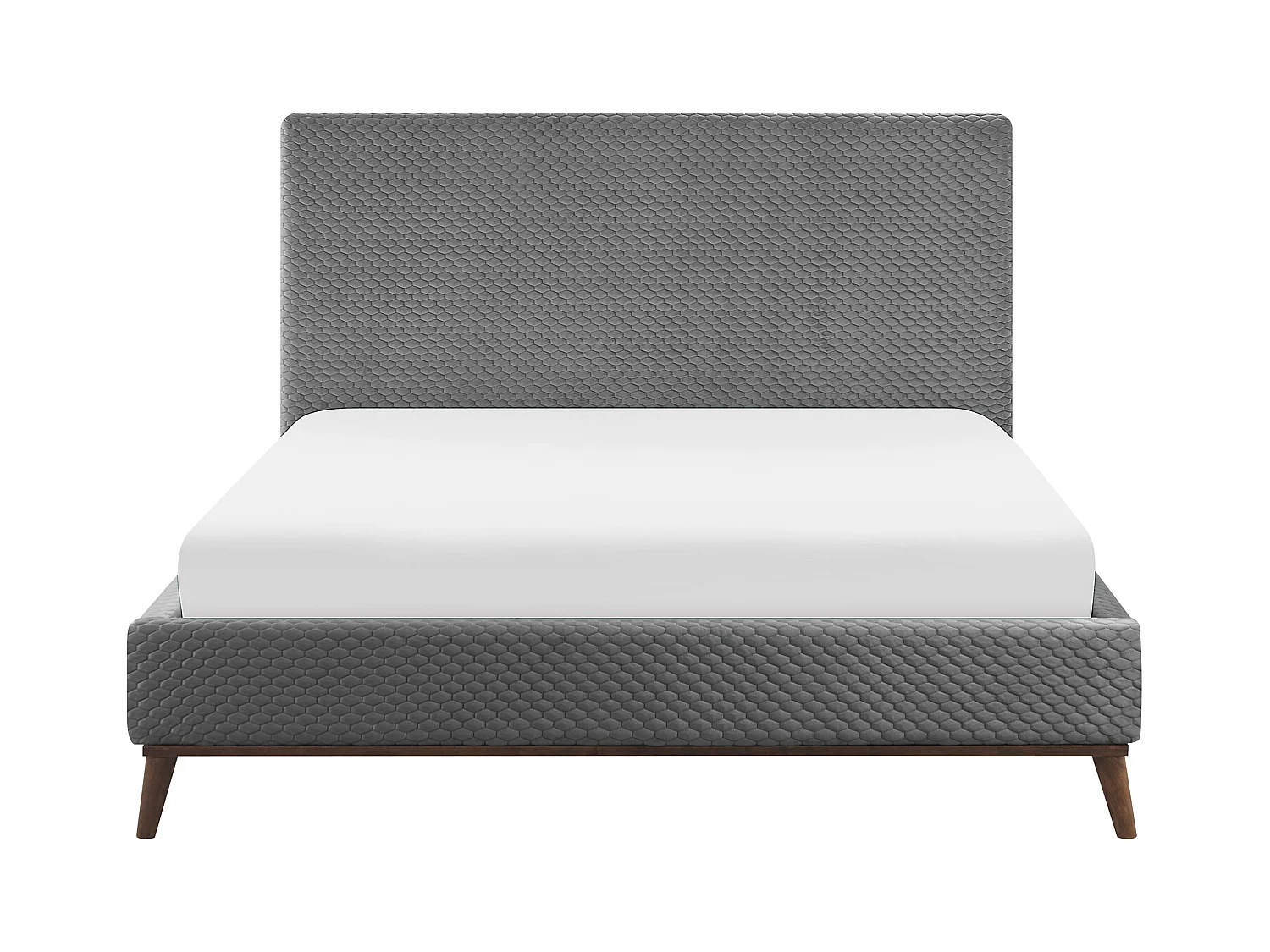 Bed Fluweel BAYONNE 160 x 200 cm Lichtgrijs