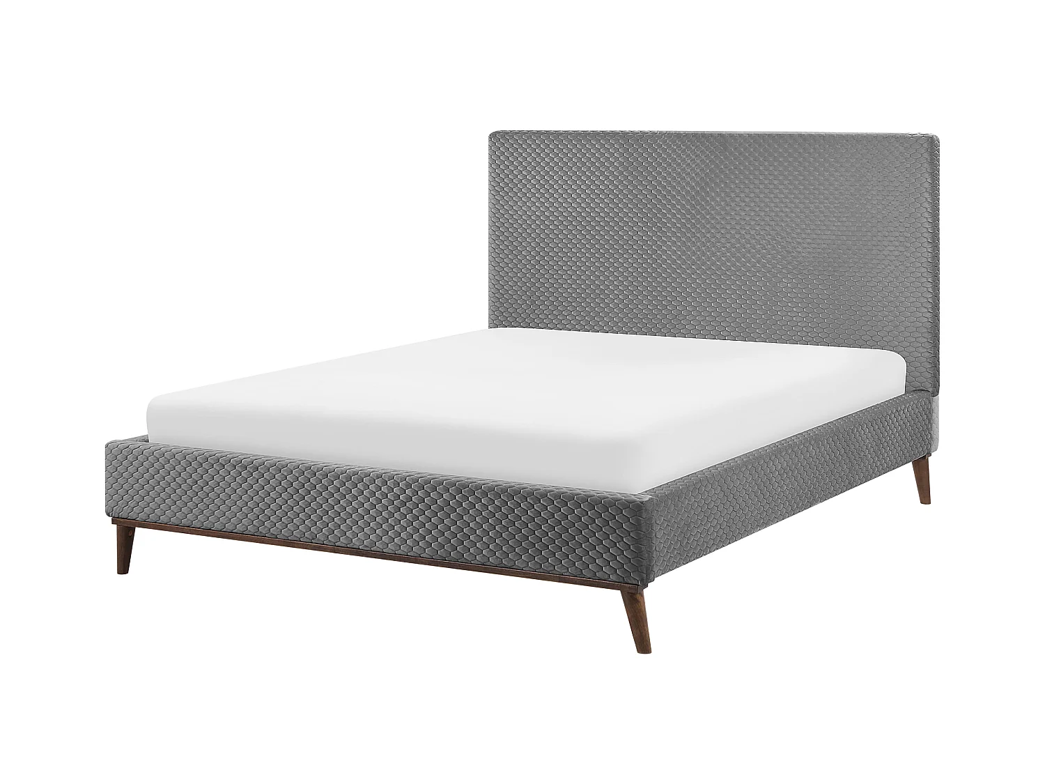 Lit avec sommier Velours BAYONNE 160 x 200 cm Gris clair