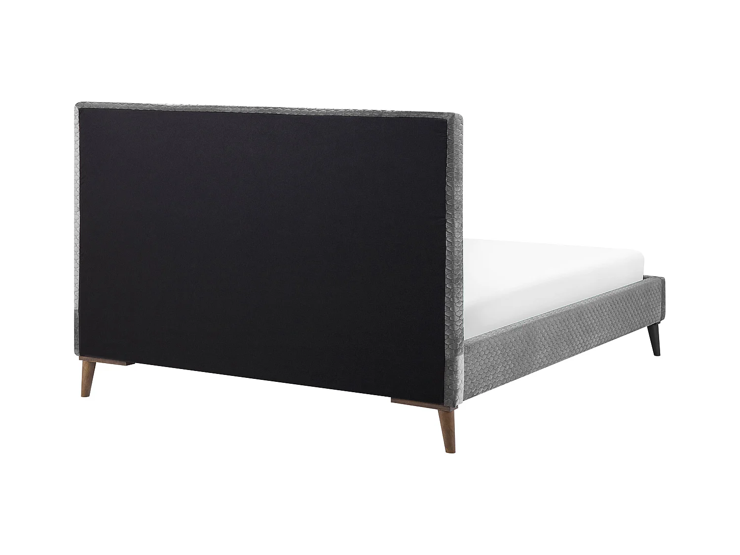 Lit avec sommier Velours BAYONNE 160 x 200 cm Gris clair