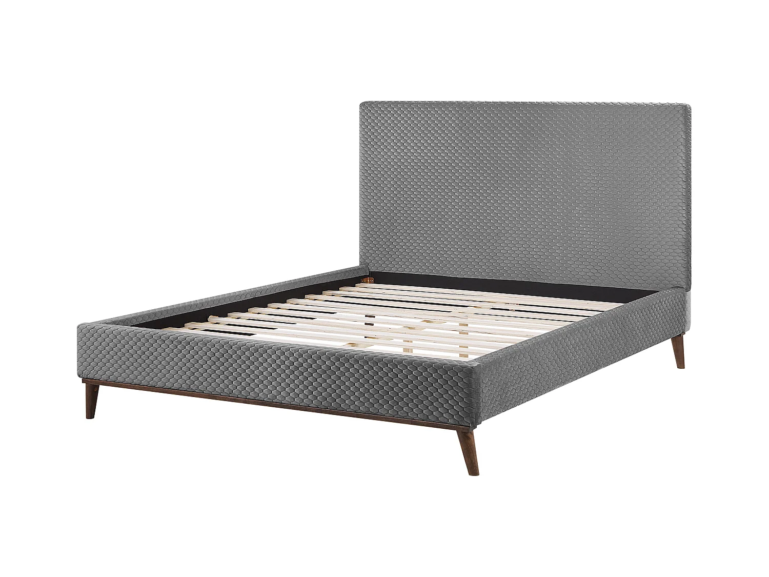 Lit avec sommier Velours BAYONNE 160 x 200 cm Gris clair