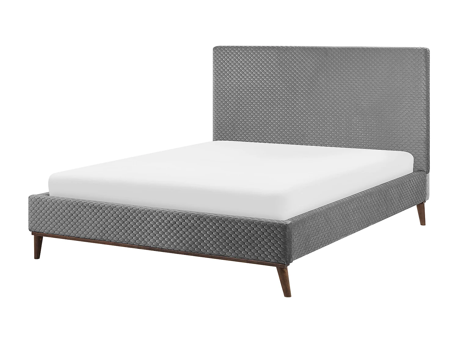 Lit avec sommier Velours BAYONNE 160 x 200 cm Gris clair