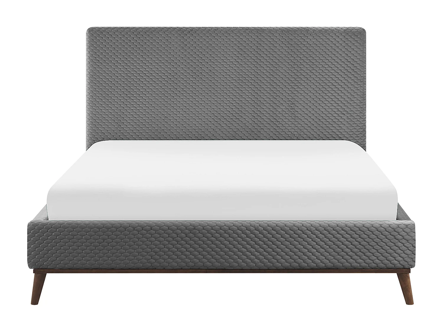 Lit avec sommier Velours BAYONNE 160 x 200 cm Gris clair