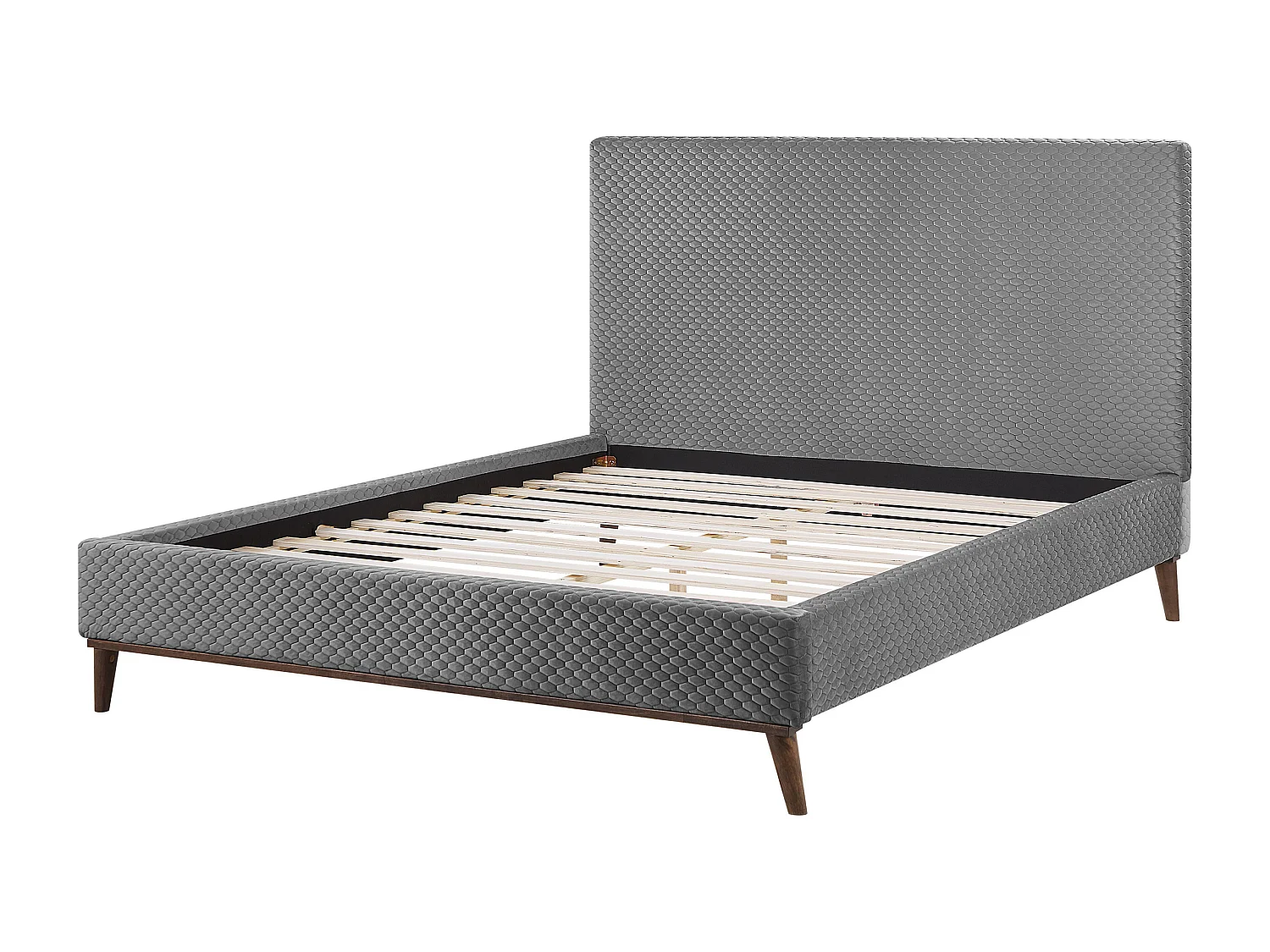 Lit avec sommier Velours BAYONNE 160 x 200 cm Gris clair