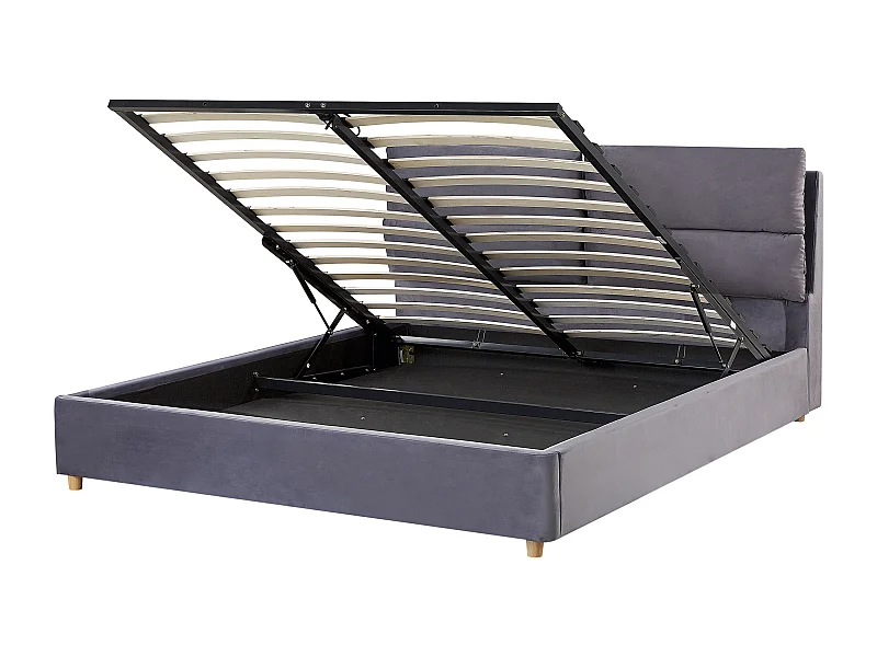 Letto con ottomano Velluto BATILLY 160 x 200 cm Grigio