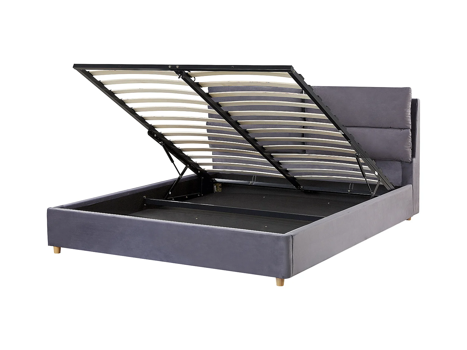 Cama con almacenaje Terciopelo BATILLY 160 x 200 cm Gris