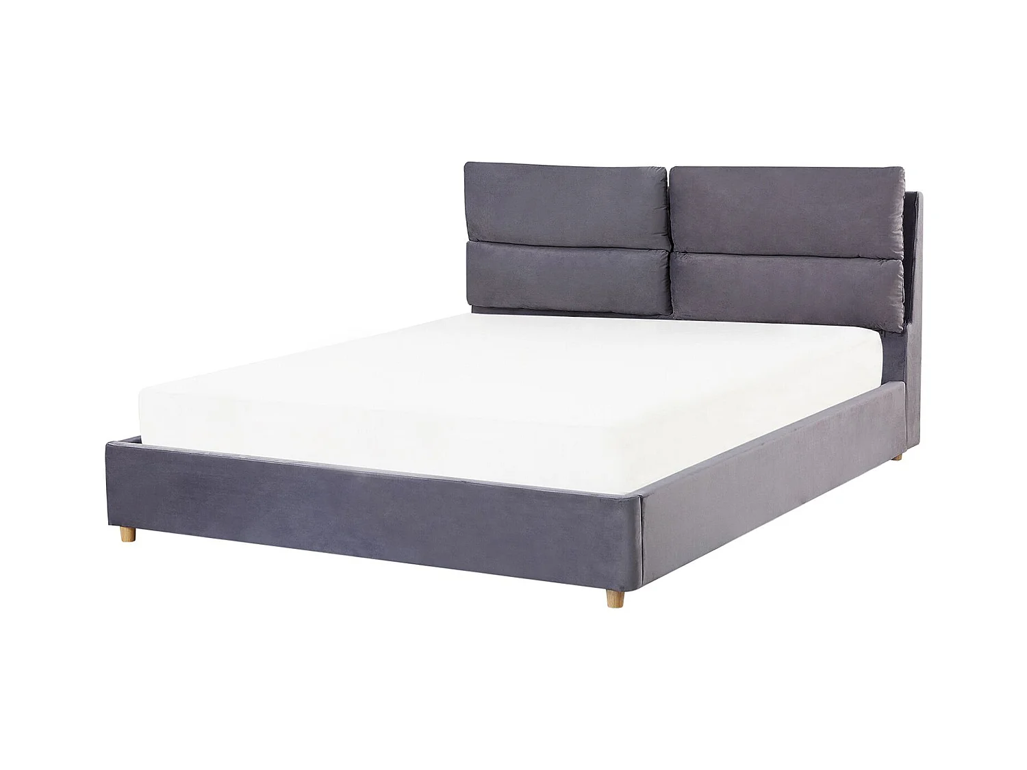 Cama con almacenaje Terciopelo BATILLY 160 x 200 cm Gris
