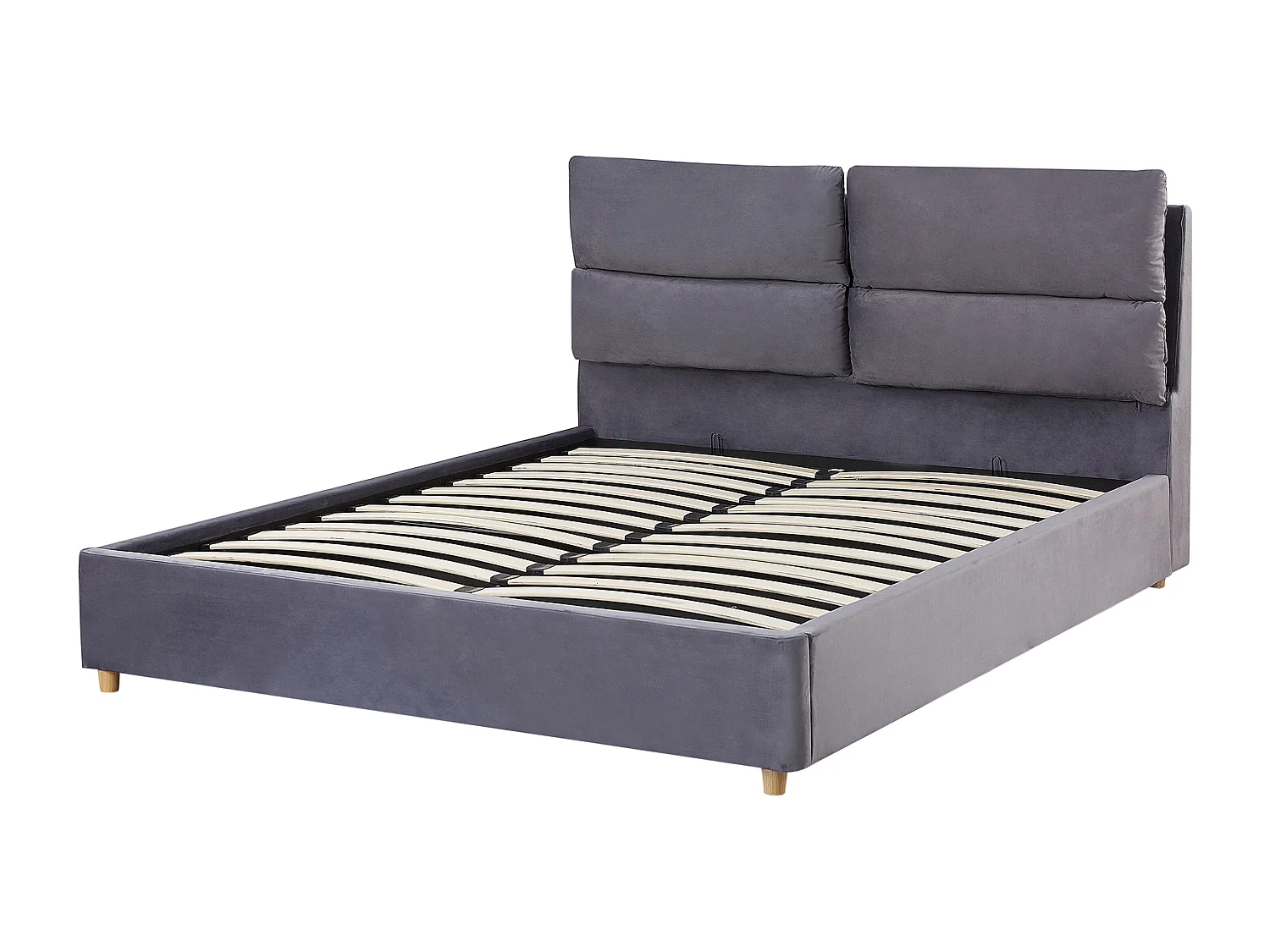 Lit ottoman Velours BATILLY 160 x 200 cm Gris