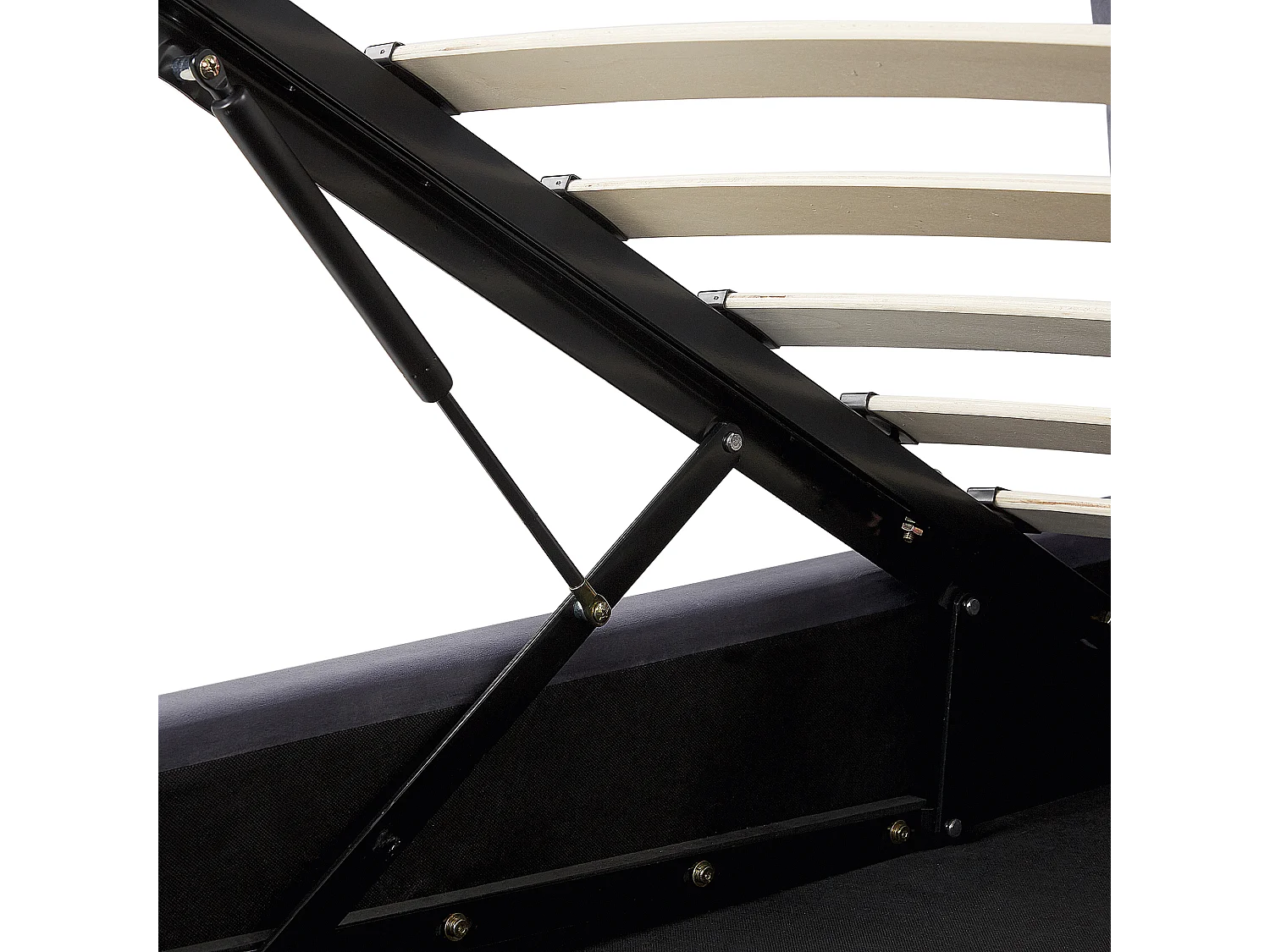 Schickes Doppelbett Grau Samtstoff Massivholz Bettkasten Lattenrost 160 x 200 cm