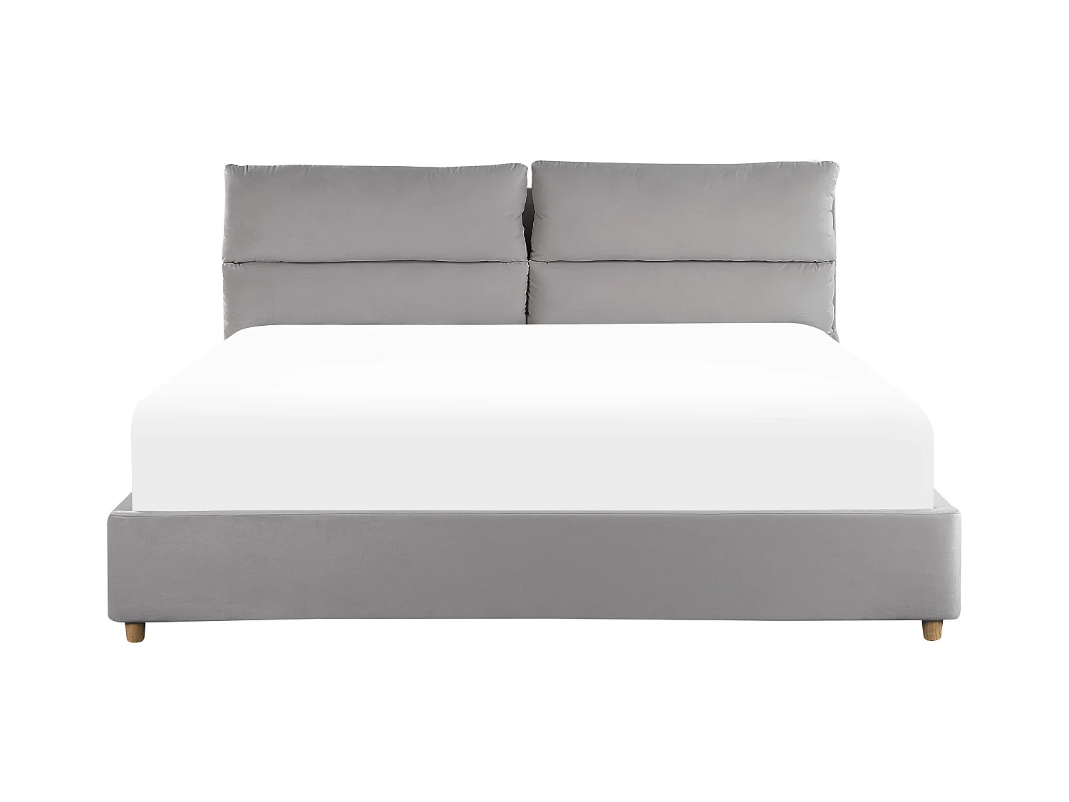 Cama con almacenaje Terciopelo BATILLY 180 x 200 cm Gris claro